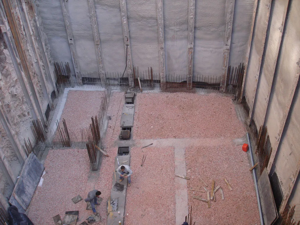Backfilling of the 4th-basement floor slab
